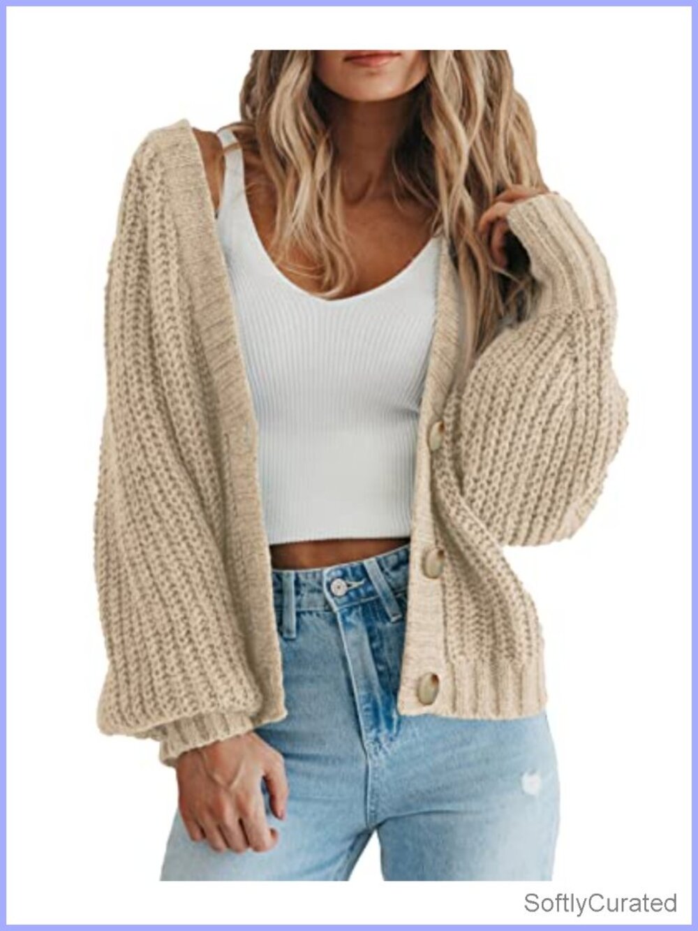 PRETTYGARDEN Womens Chunky Knit Open Front Cardigan Button Down Oversized